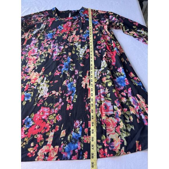 Suzanne Betro Plus Size 1X Black Floral Dress Knee Length Office Church - Picture 6 of 9